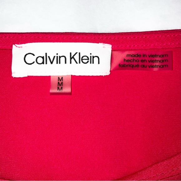 Calvin Klein Womens Top Cherry Red Silver Ring Boatneck Long Sleeves Sz Medium - Picture 6 of 7